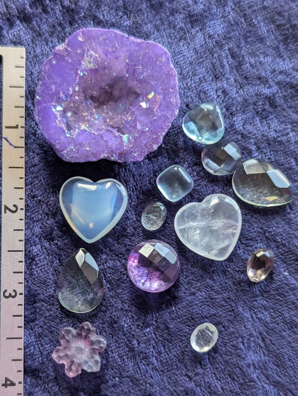 Lavender Aura Geode ☮️ Opalite Amethyst Aquamarine Fluorite Quartz Crystal Bowl - Picture 11 of 16